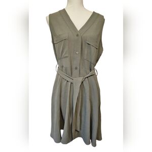 DKNY Olive Sleeveless Midi Dress with Belt Women's Size 12 NWT